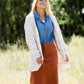 multi color popcorn knit open front ivory cardigan