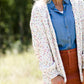 multi color popcorn knit open front ivory cardigan