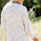 multi color popcorn knit open front ivory cardigan