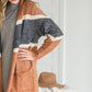 Charcoal + Rust Long Sleeve Cardigan Shirt