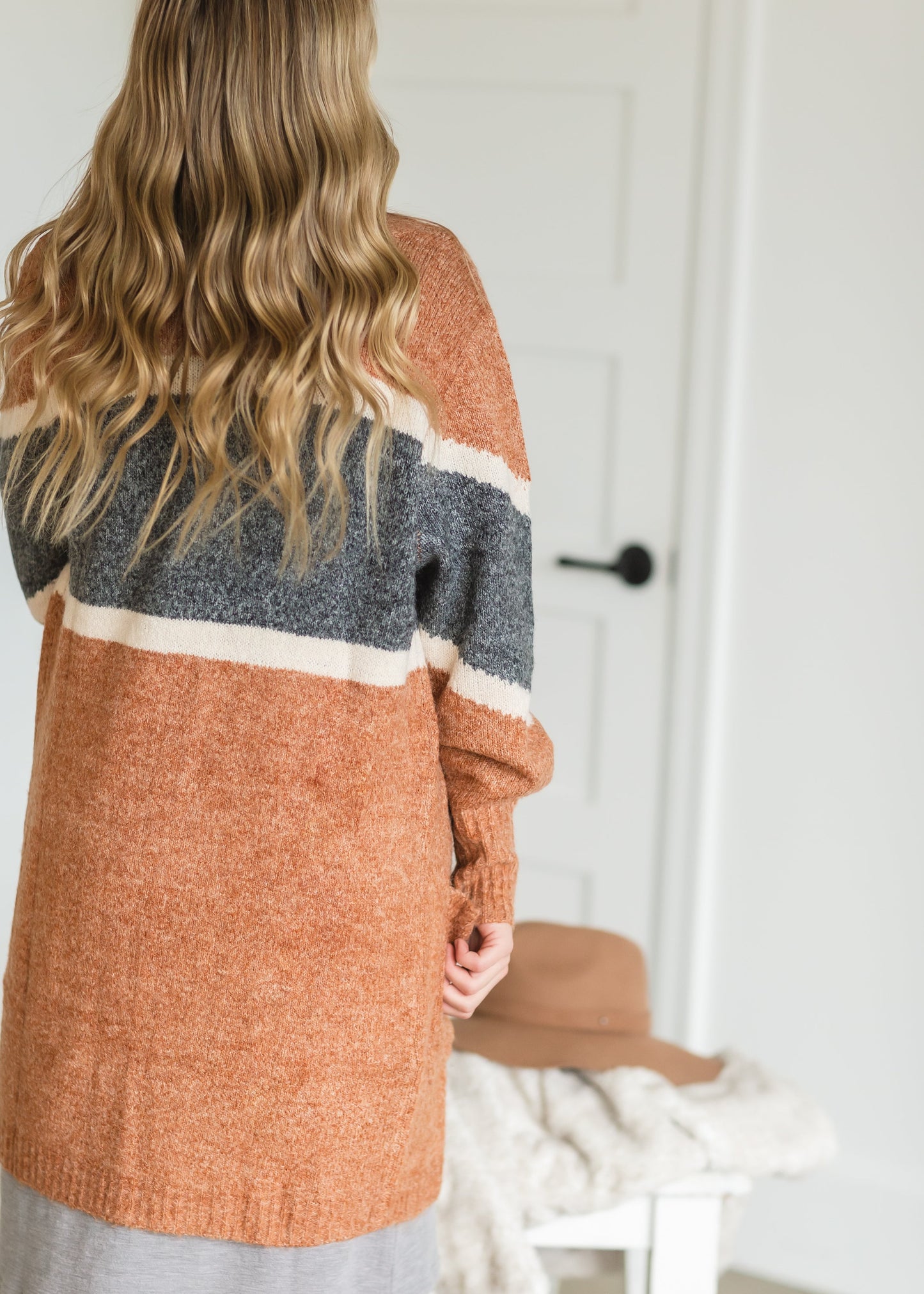 Charcoal + Rust Long Sleeve Cardigan Shirt