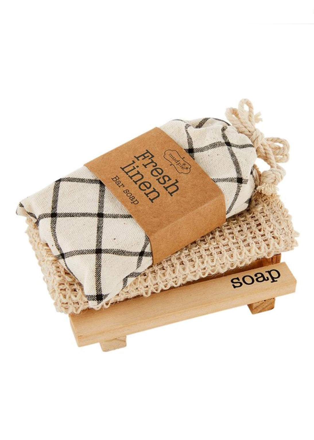 Checked Soap Dish + Cloth Set Home + Lifestyle