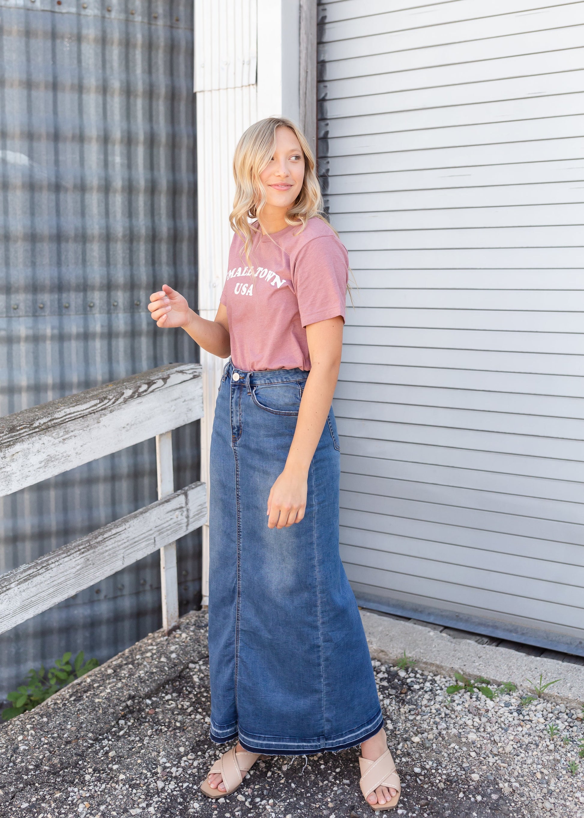 Denim Skirt High Waisted Long Skirts 40k Denim Skirt Work Skirts