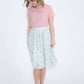 mint and floral modest polyester midi skirt