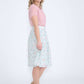 mint and floral modest polyester midi skirt