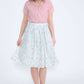 mint and floral modest polyester midi skirt