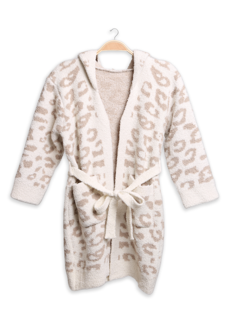 Children's Leopard Hooded Robe Gifts Beige