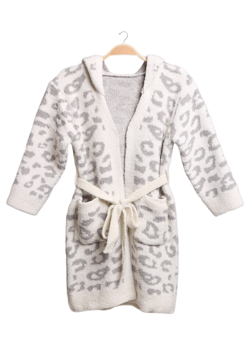 Children's Leopard Hooded Robe Gifts Gray