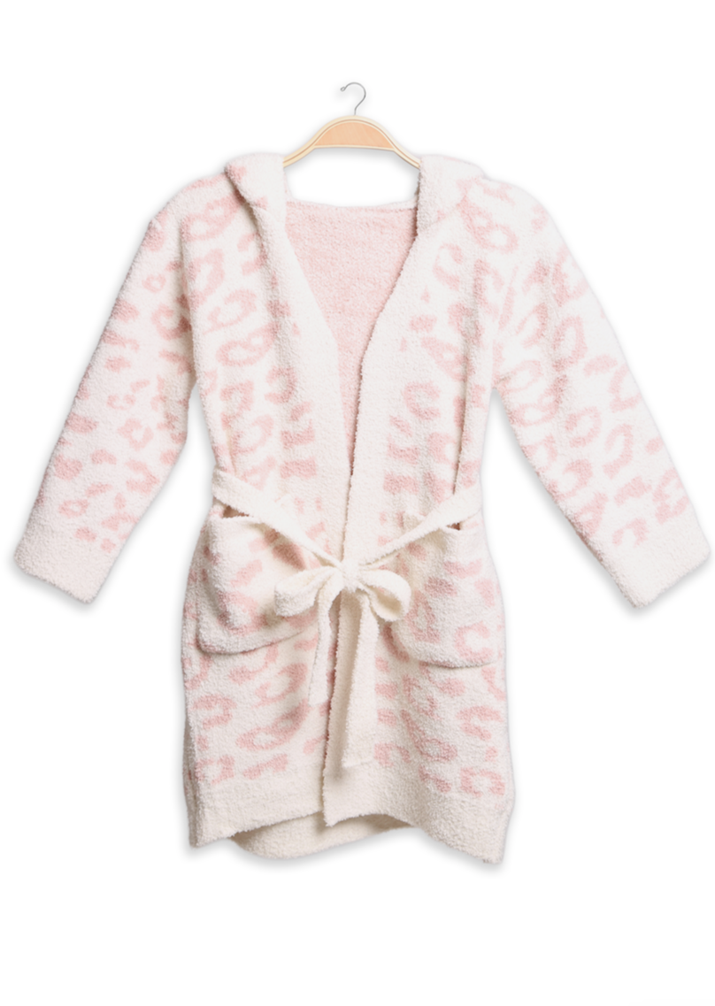Children's Leopard Hooded Robe Gifts Pink