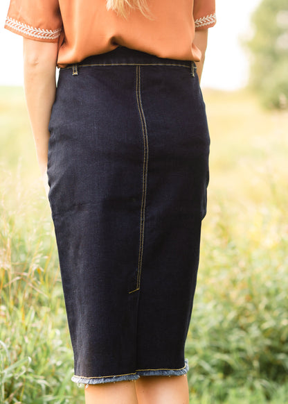 Chloe Button Front Classic Denim Skirt - FINAL SALE Skirts