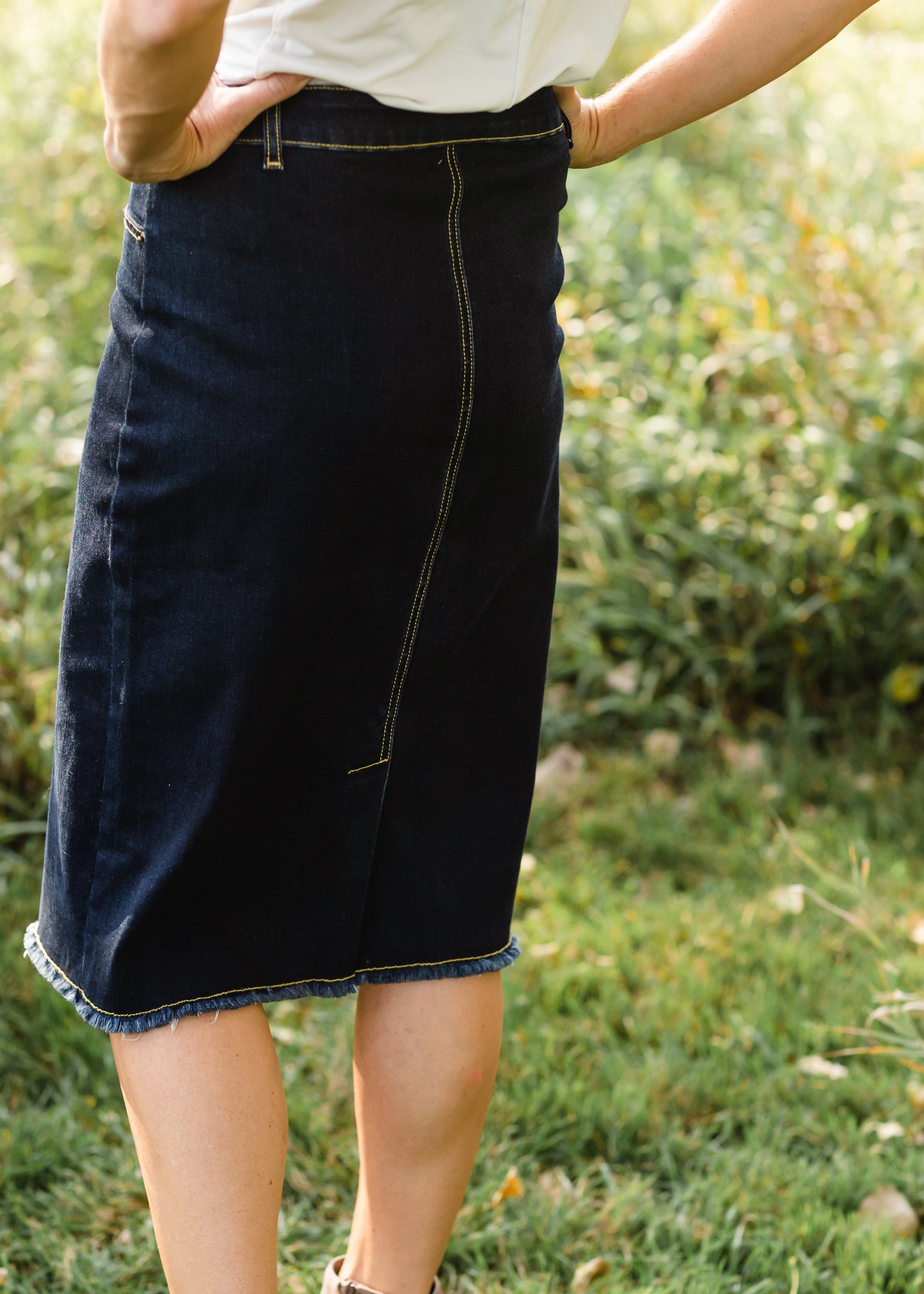 Chloe Button Front Classic Denim Skirt - FINAL SALE Skirts