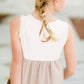 Modest Girls Brown and Tan Tiered Sleeveless Midi Dress