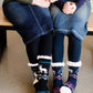 Reindeer and Pine Tree Christmas scene slipper socks in gray, navy and black.