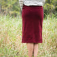 Women's modest corduroy below the knee skirt khaki, burgundy, teal, orange