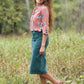 Women's modest corduroy below the knee skirt khaki, burgundy, teal, orange