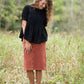 Women's modest corduroy below the knee skirt khaki, burgundy, teal, orange