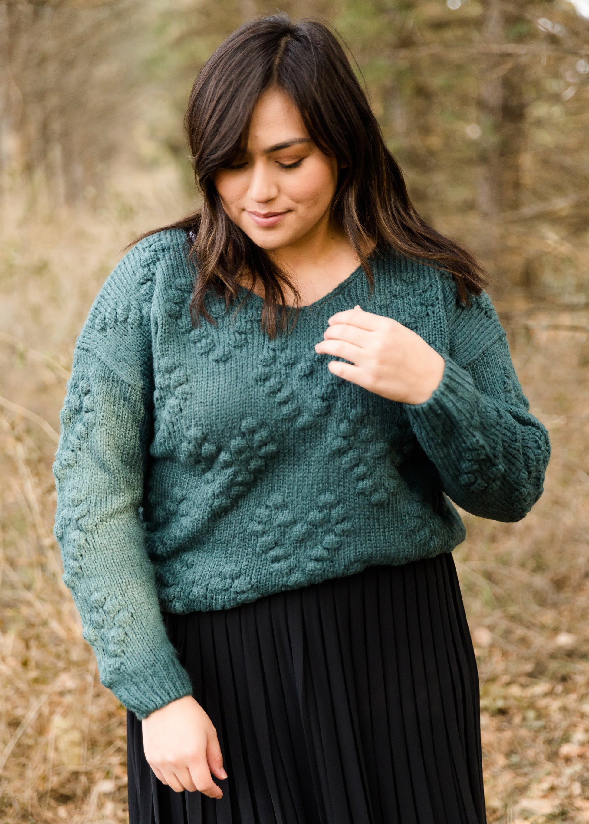 Chunky Knit V-Neck Sweater-FINAL SALE Tops