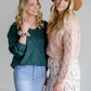 Chunky Knit V-Neck Sweater-FINAL SALE Tops