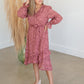 Cinched Long Sleeve Wrap Midi Dress Dresses Tea & Rose
