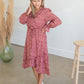 Cinched Long Sleeve Wrap Midi Dress Dresses Tea & Rose