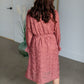 Cinched Long Sleeve Wrap Midi Dress Dresses Tea & Rose