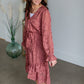 Cinched Long Sleeve Wrap Midi Dress Dresses Tea & Rose