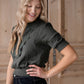 Cinched Waist V-Neck Top Shirt Hayden