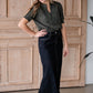 Cinched Waist V-Neck Top Shirt Hayden