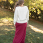 Clarise Burgundy Premium Knit Maxi Skirt Skirts
