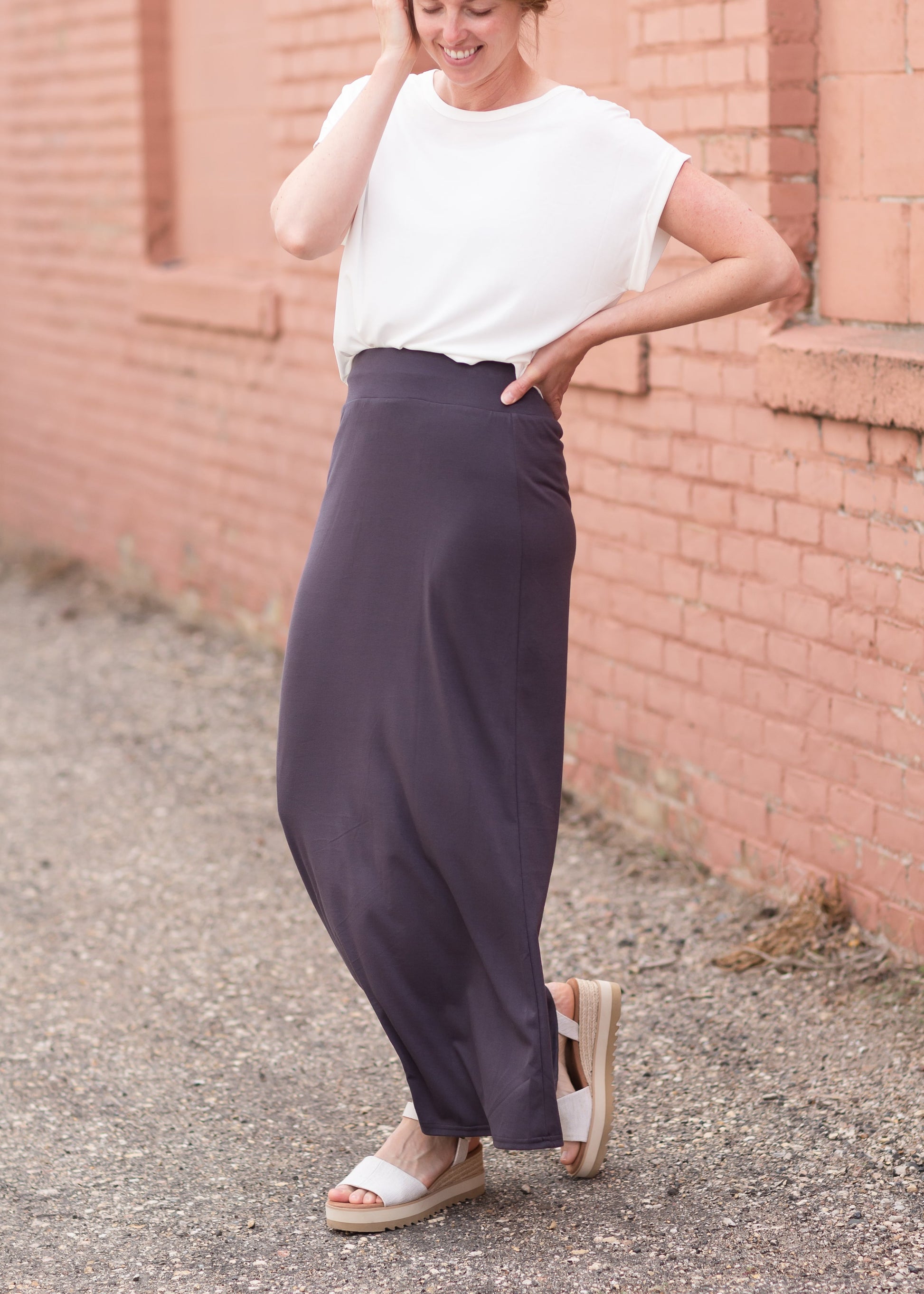Clarise Charcoal Premium Knit Maxi Skirt Skirts