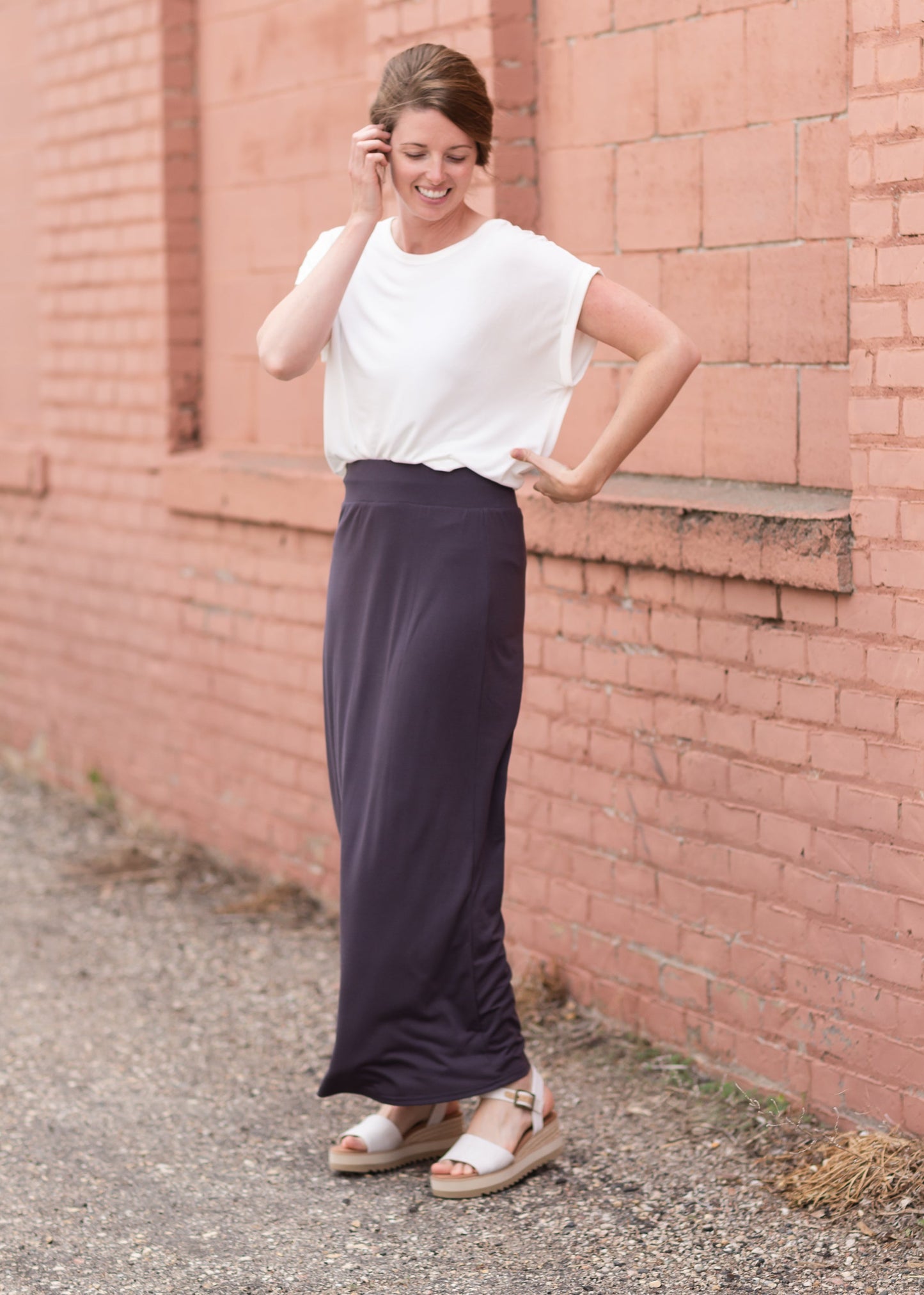 Clarise Charcoal Premium Knit Maxi Skirt Skirts