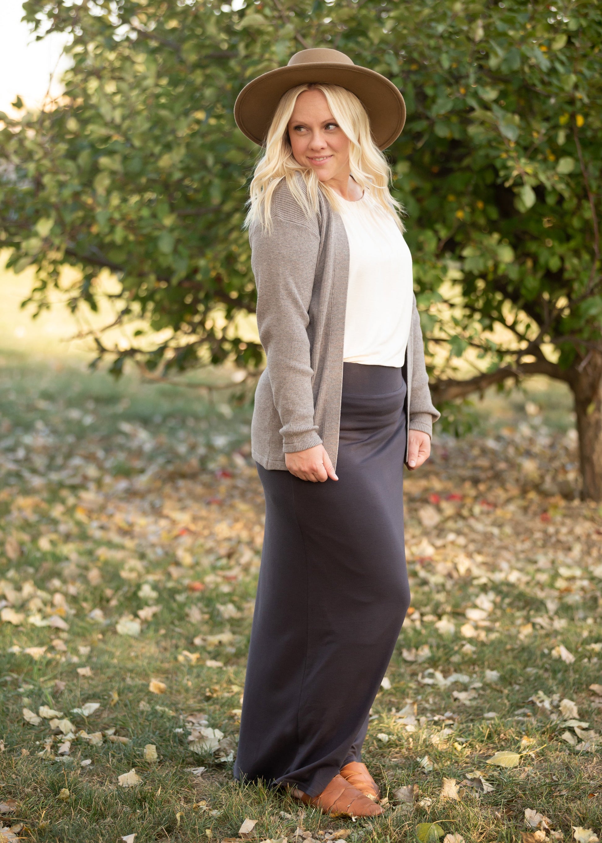 Clarise Charcoal Premium Knit Maxi Skirt Skirts