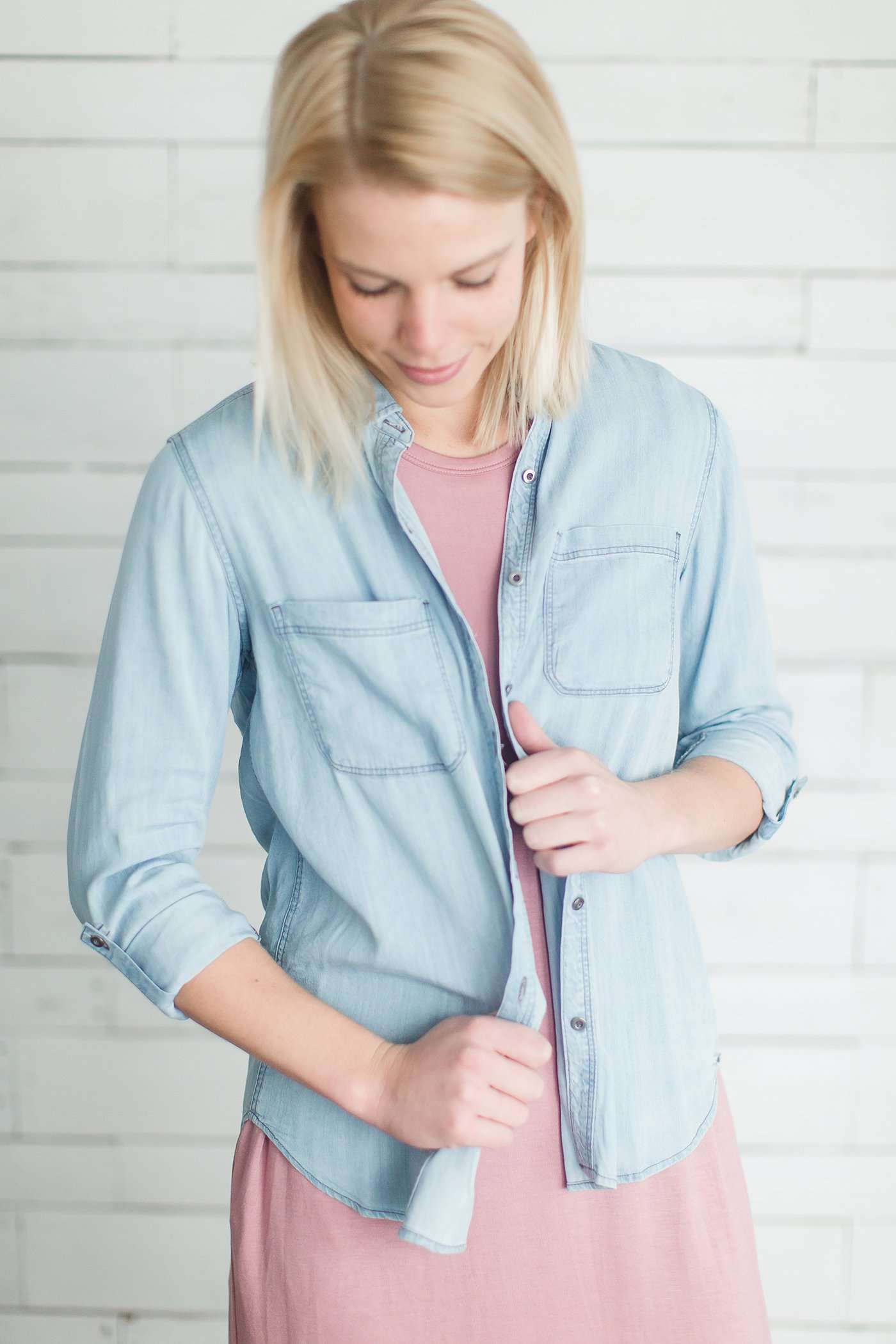 Classic Chambray Button Up - FINAL SALE Tops