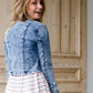 acid wash blue cropped denim jacket