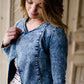 acid wash blue cropped denim jacket