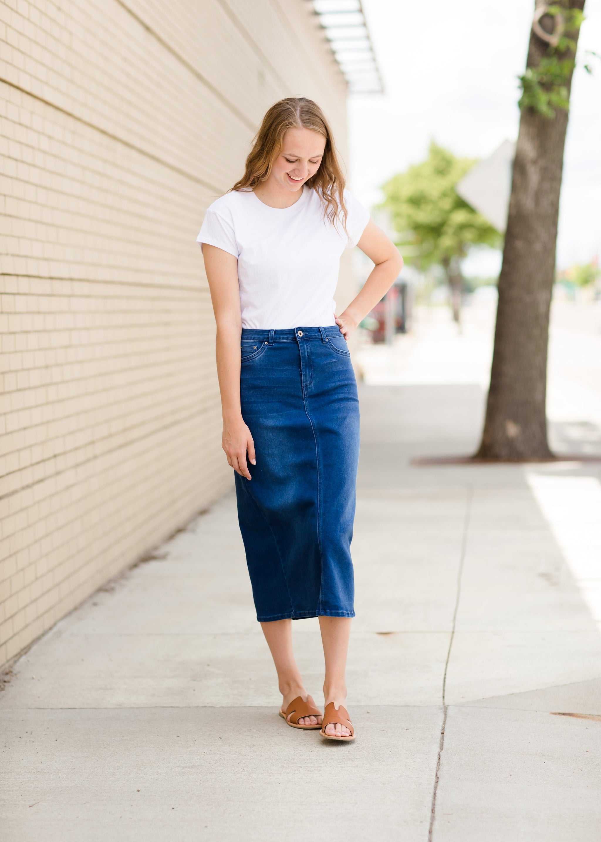 Classic Modest Denim Jean Midi Skirt – Inherit Co.