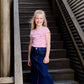 young girls modest long denim jean skirt 
