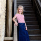 young girls modest long denim jean skirt 