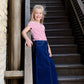young girls modest long denim jean skirt 