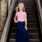 young girls modest long denim jean skirt 
