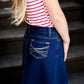 young girls modest long denim jean skirt 