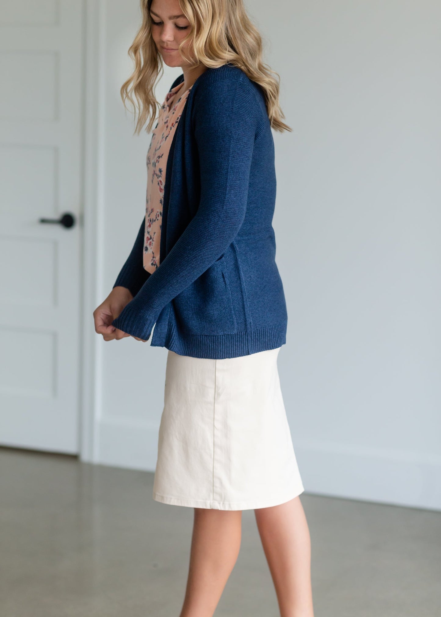 Classic Long Sleeve Cardigan - FINAL SALE Tops Navy / S