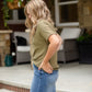 Classic Olive Rolled Button Up Tee - FINAL SALE Tops