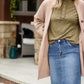 Classic Olive Rolled Button Up Tee - FINAL SALE Tops