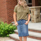 Classic Olive Rolled Button Up Tee - FINAL SALE Tops