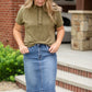 Classic Olive Rolled Button Up Tee - FINAL SALE Tops
