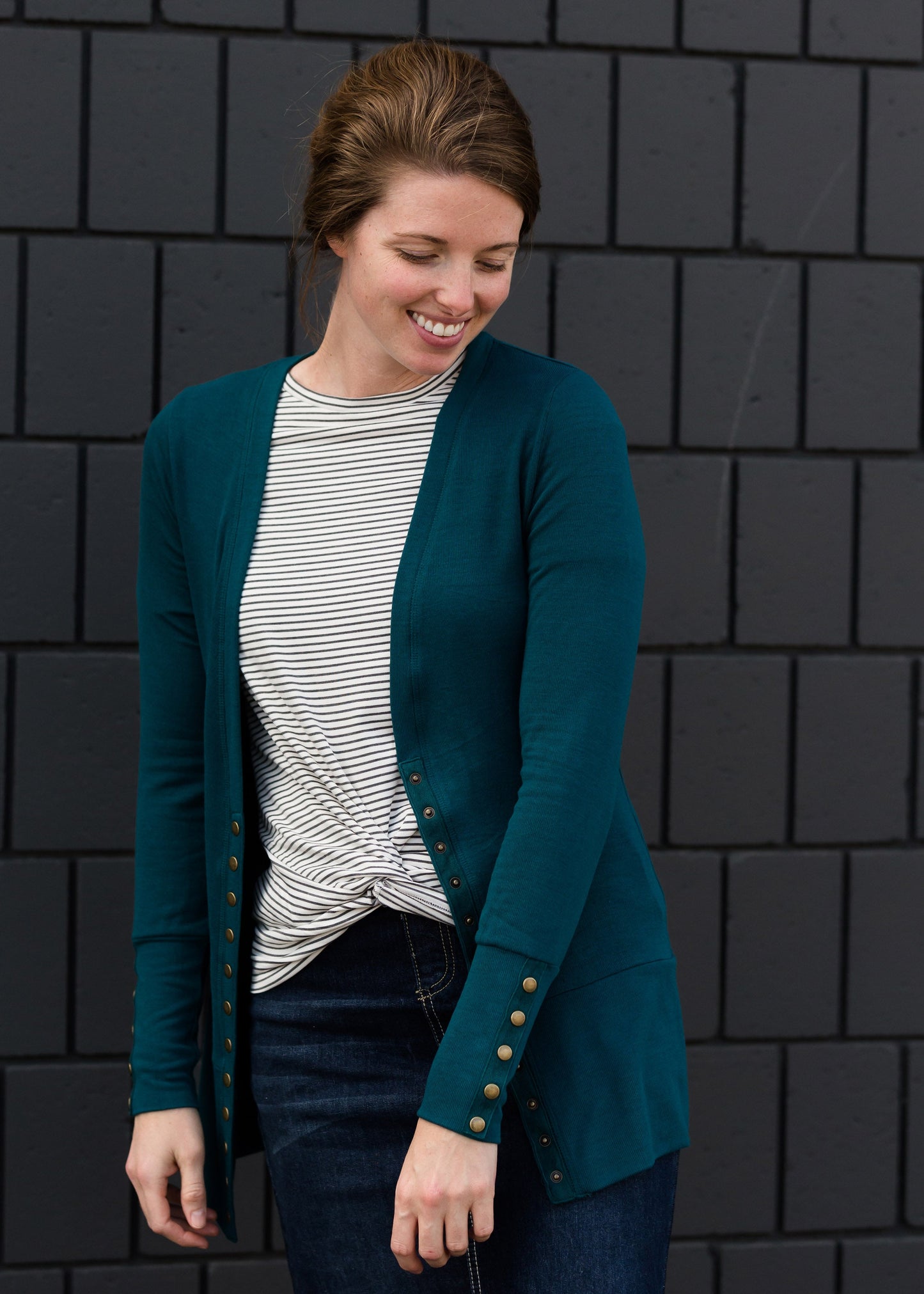 Classic Snap Button Cardigan - FINAL SALE Layering Essentials Teal / XS