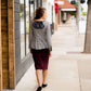 Women's Modest Black Stripe and Lace Peplum Top