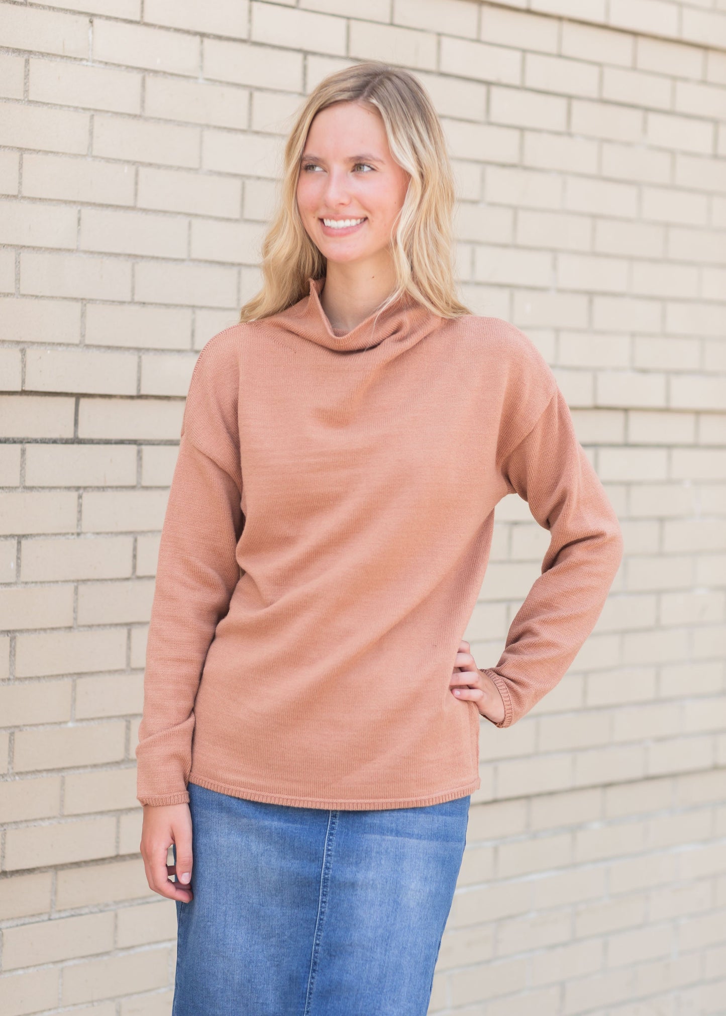 Clay Turtle Neck Sweater Tops