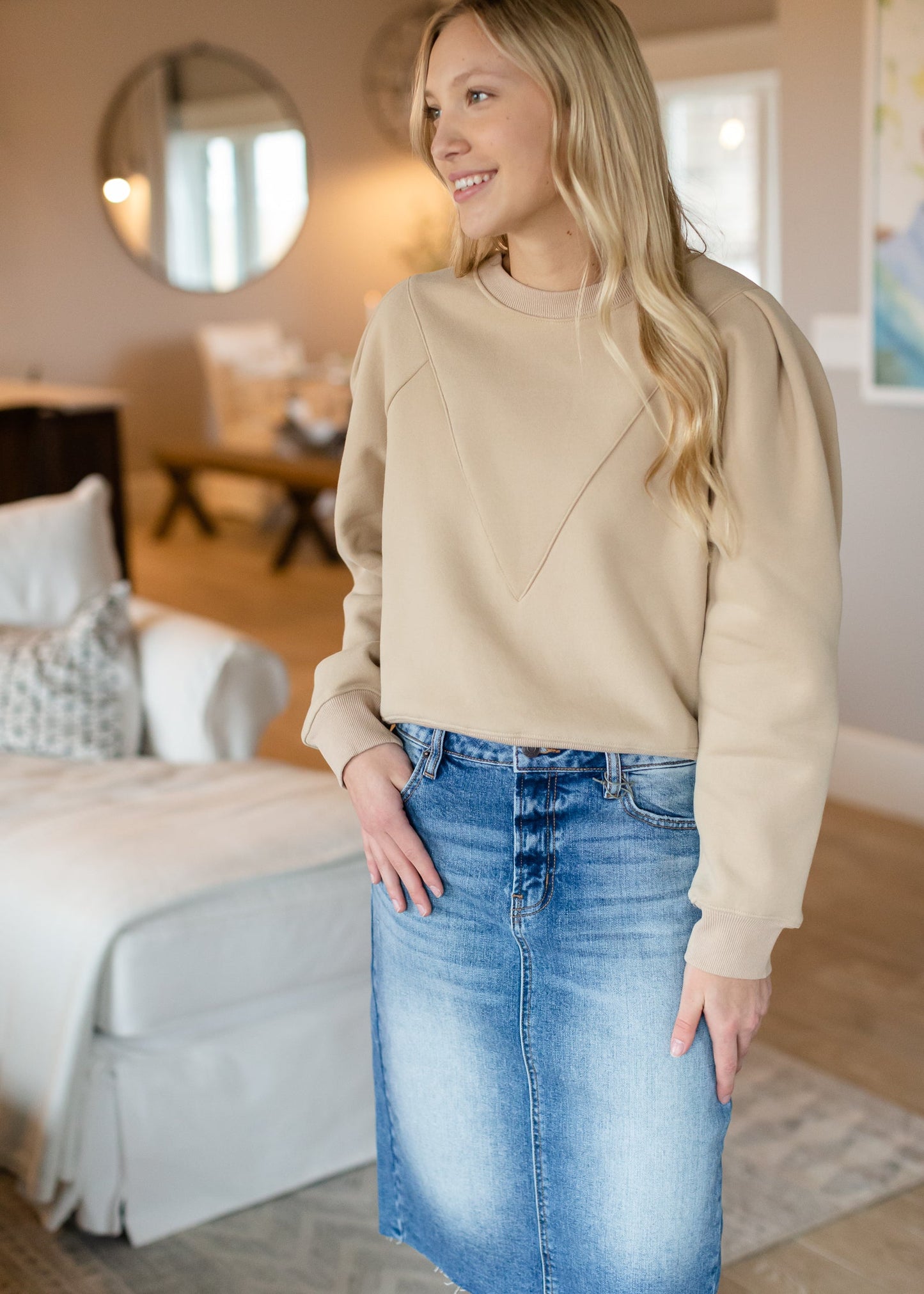 Coffee Seam Detail Sweater - FINAL SALE Tops